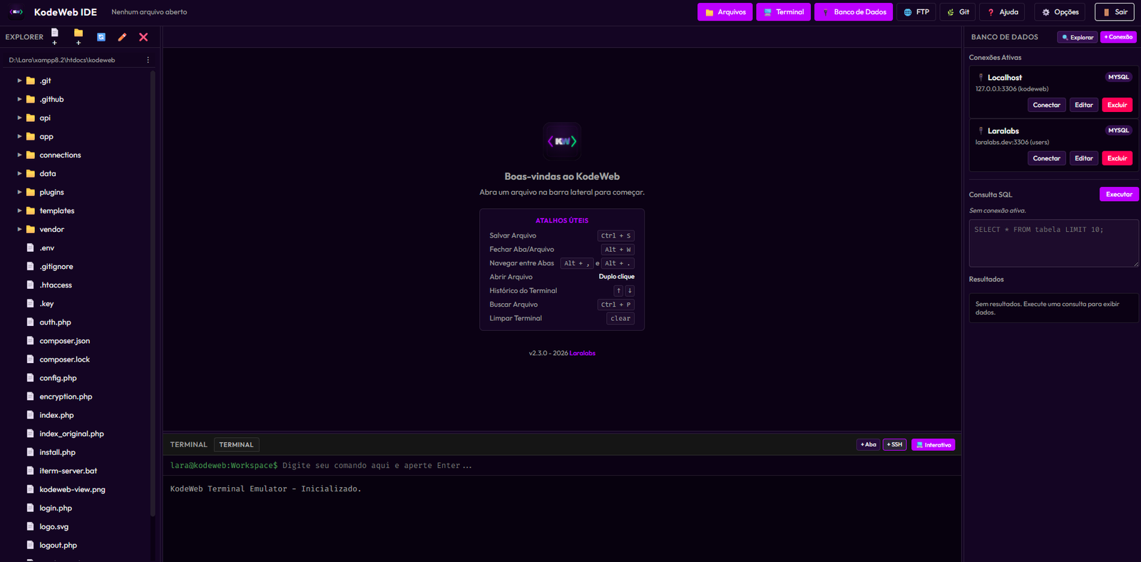 KodeWeb IDE Interface